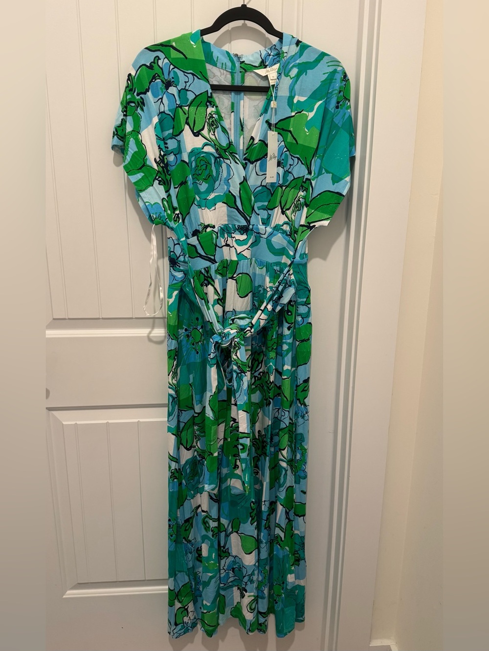 NWT Lilly Pulitzer Keenan Maxi Dress 16 in “Capri Blue Rousseaus Roses” ✨💲218